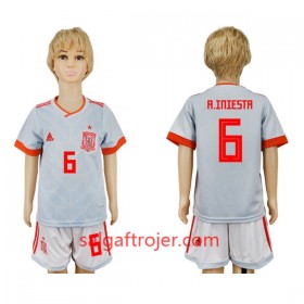 Spanien Fodboldtrøjer A_Iniesta 6 Børn Udebanesæt VM 2018